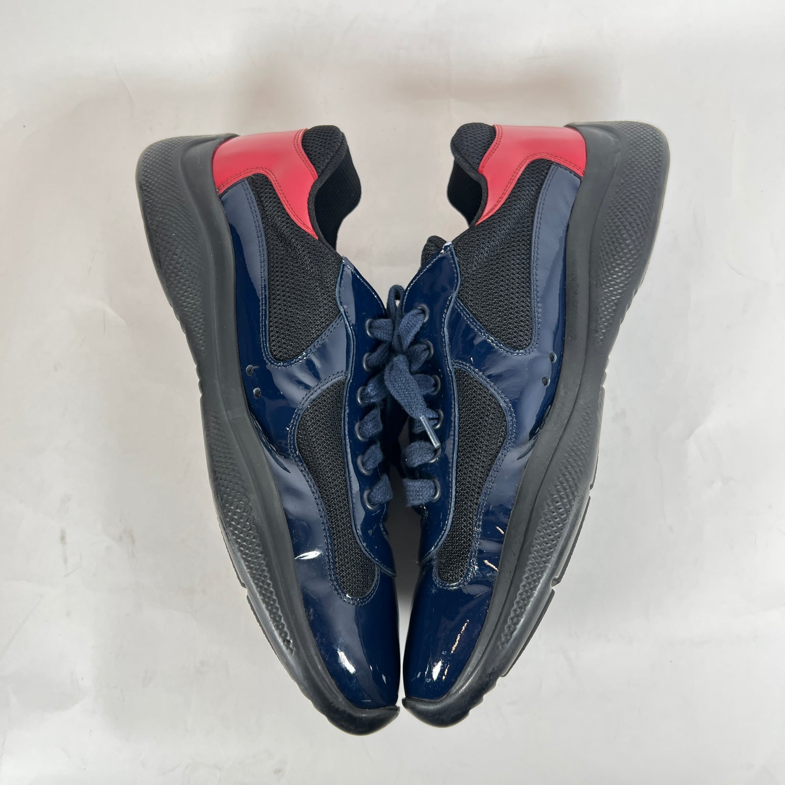 Prada Blue/Red Patent Leather America Cups Size 10