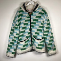 Marni Fuzzy Wuzzy Green/White Zip Up Size 48