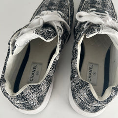 Chanel Tweed Technical Knit Interlocking CC Trainer Size 45
