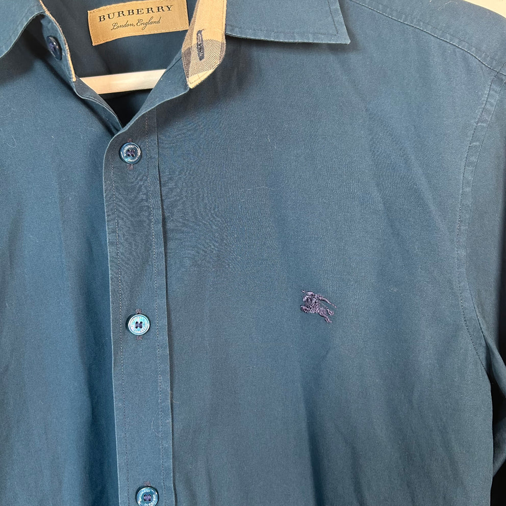 Burberry Blue Button Up Shirt Size S