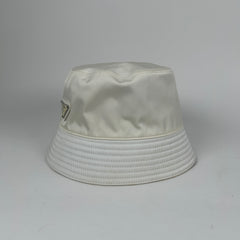 Prada White Nylon Logo Bucket Hat Size M