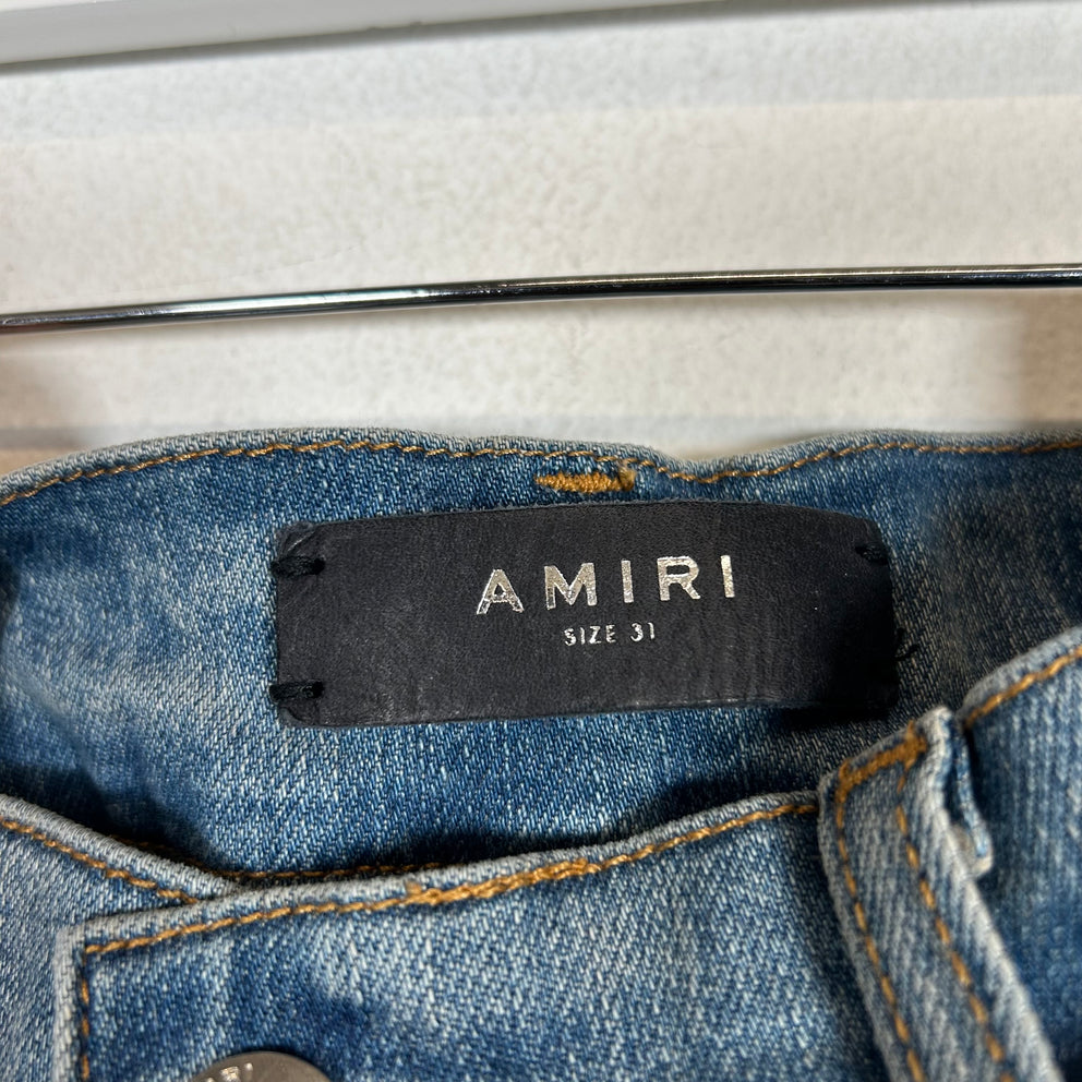 Amiri Lightwash Quilt Art Patch Jeans Size 31