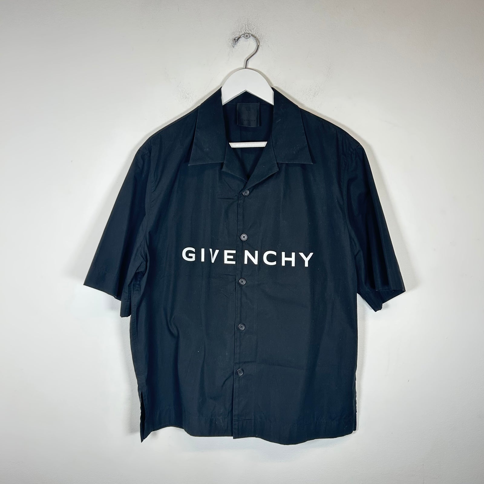 Givenchy Black Logo Button-Up Shirt Size M