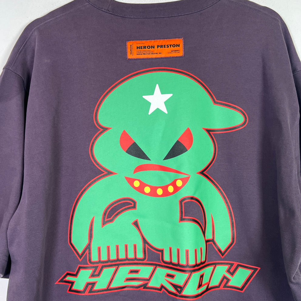 Heron Preston Purple Monster Logo T-Shirt Size XL