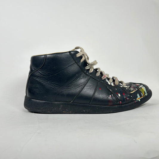 Maison Margiela Black Paint Splatter High Top Gats Size 45