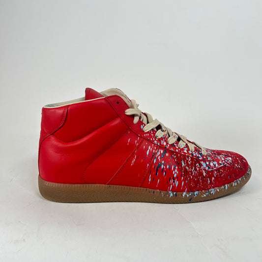 Maison Margiela Red Paint Splatter Mid-Top Sneaker Size 44