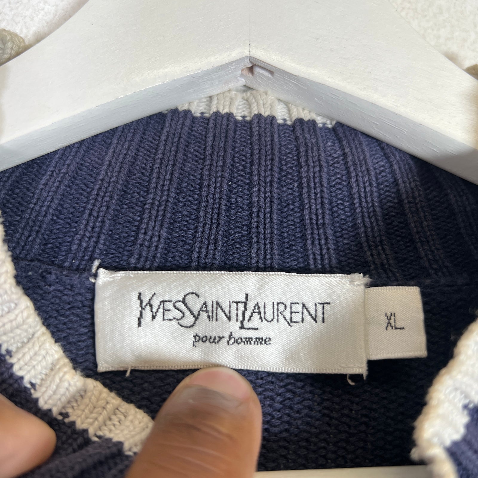 Saint Laurent Vintage YSL Logo Knit Zip-Up Cardigan