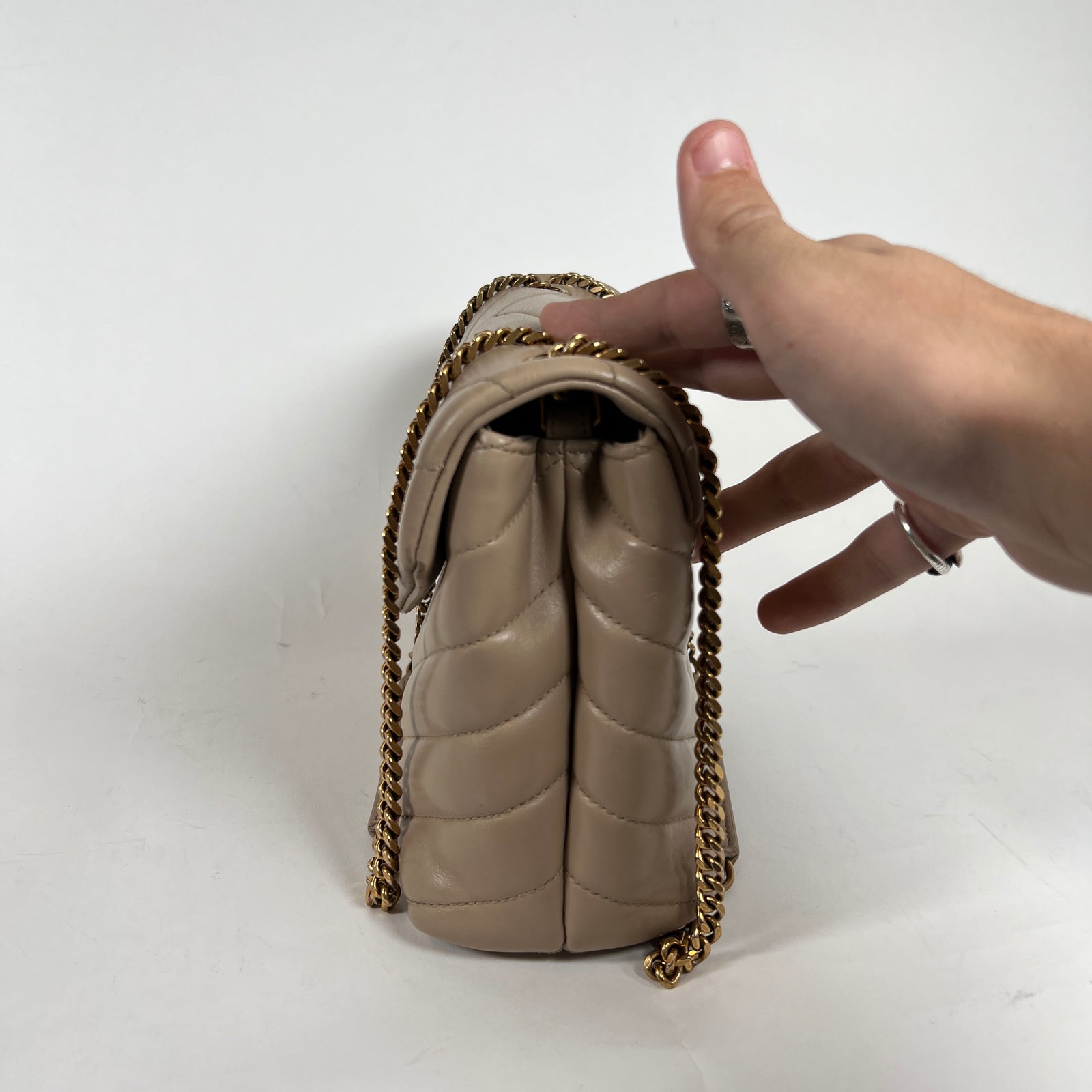 Saint Laurent Small LouLou Matelasses Beige Bag