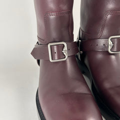 Burberry Saddle Harness Burgundy Leather Boots Size 42