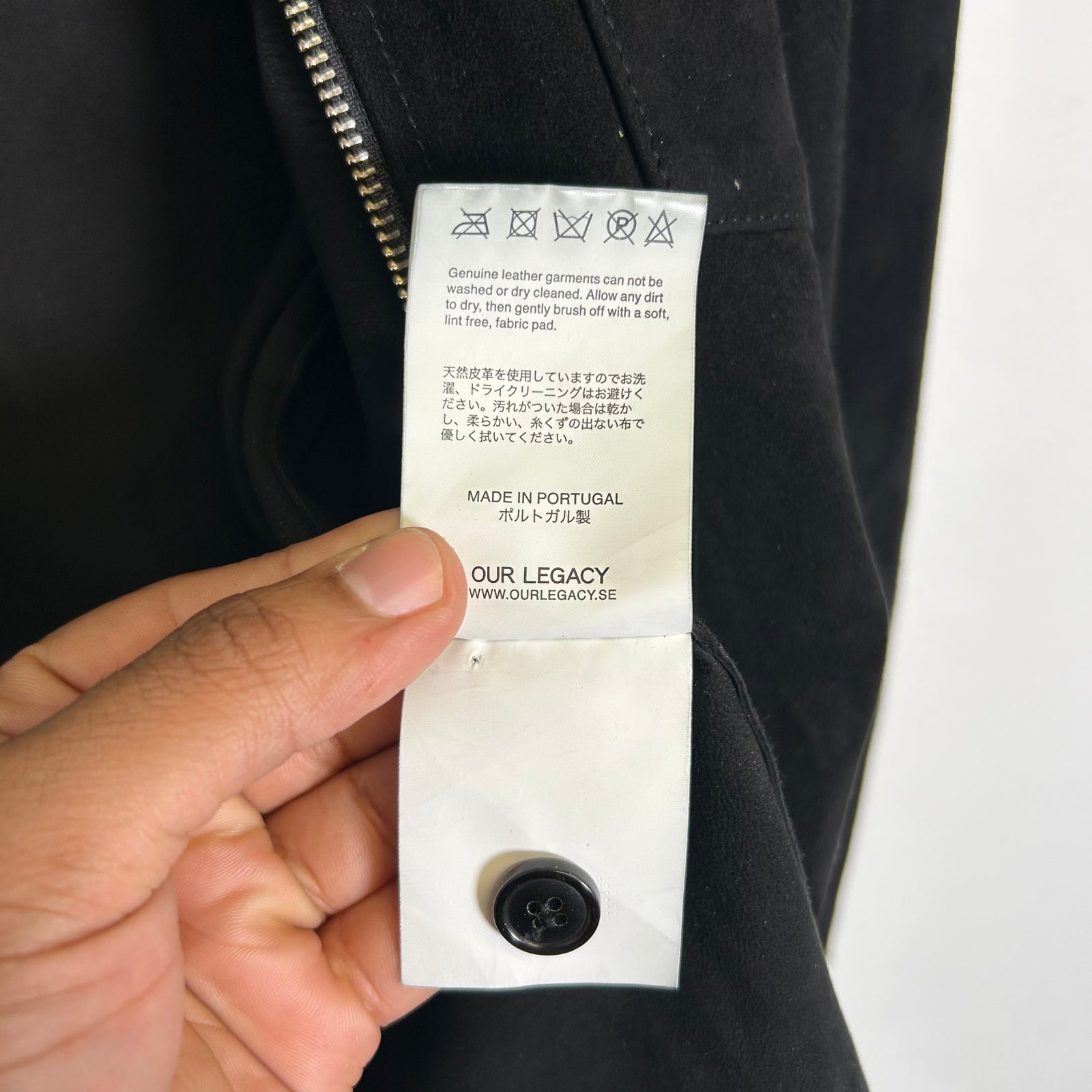 Our Legacy Black Suede Zip Up Jacket Size M