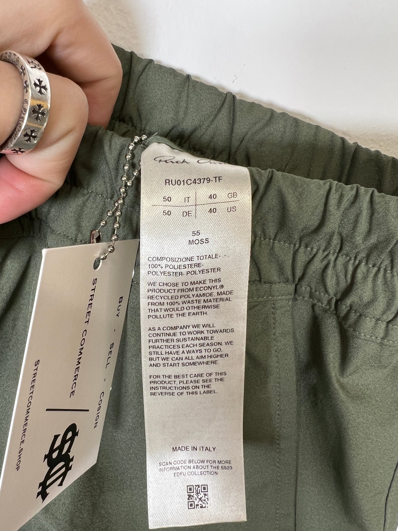 Rick Owens EDFU SS23 Green Cargo Pants Size 34