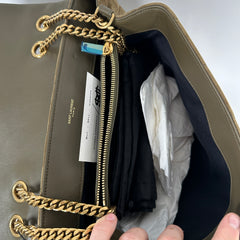 Saint Laurent LouLou Khaki Medium Suede Flap Shoulder Bag