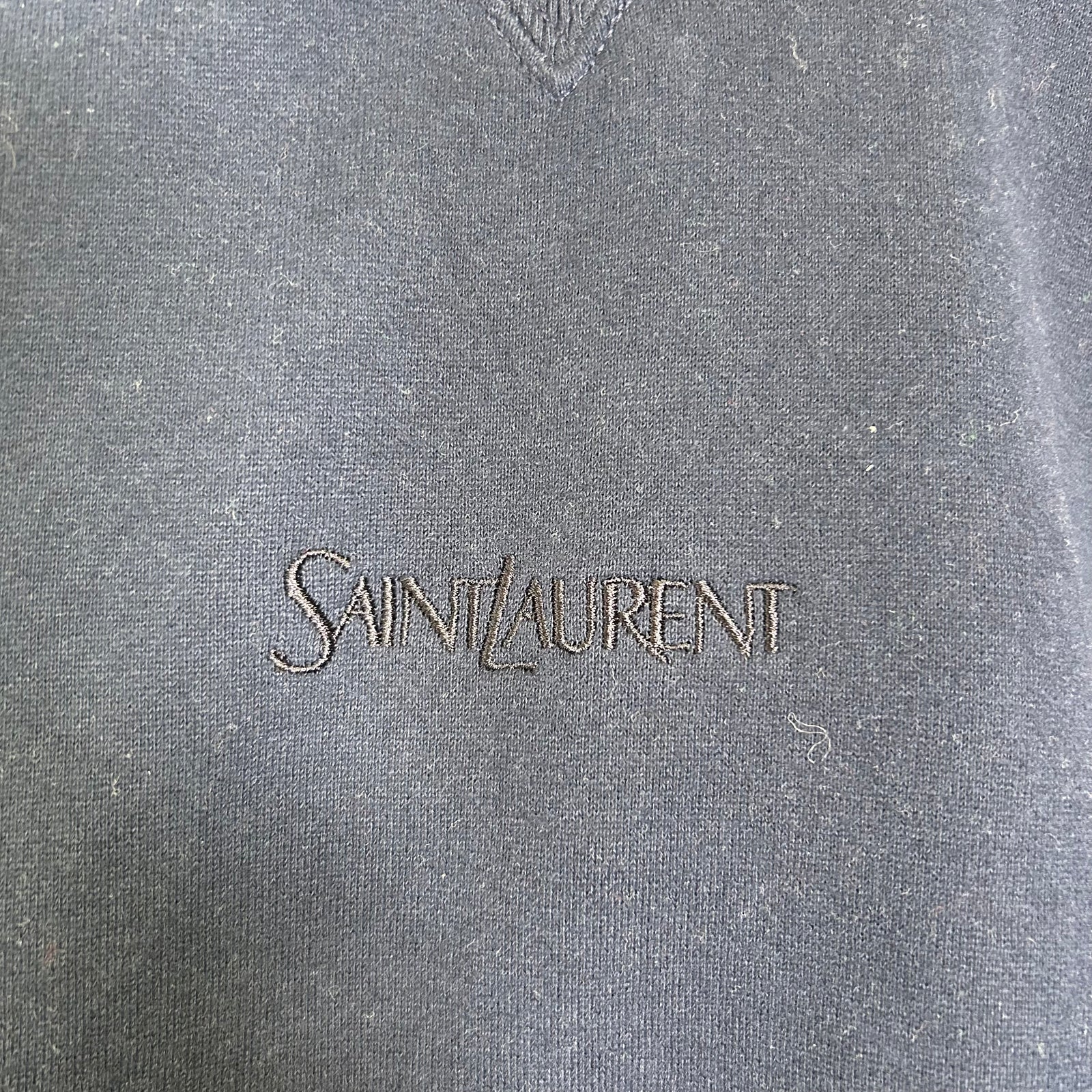 Saint Laurent Navy Embroidered Logo Hoodie Size L