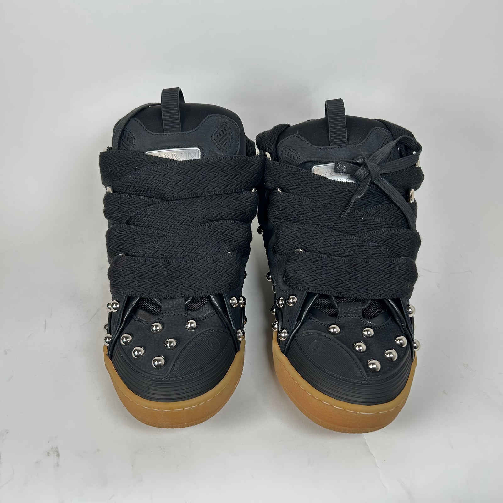 Lanvin Black Studded Curb Sneaker Size 45
