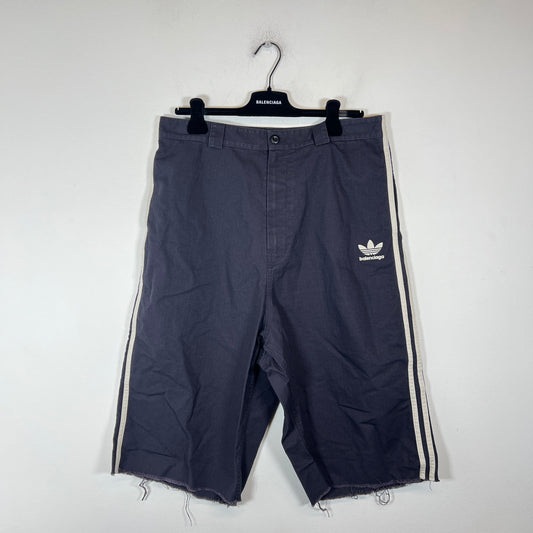 Balenciaga x Adidas Black Striped Ripstop Shorts Size S