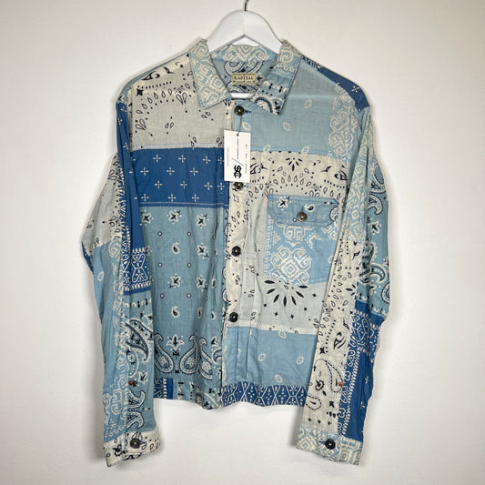 Kapital Blue Paisley Patchwork Shirt Size XL