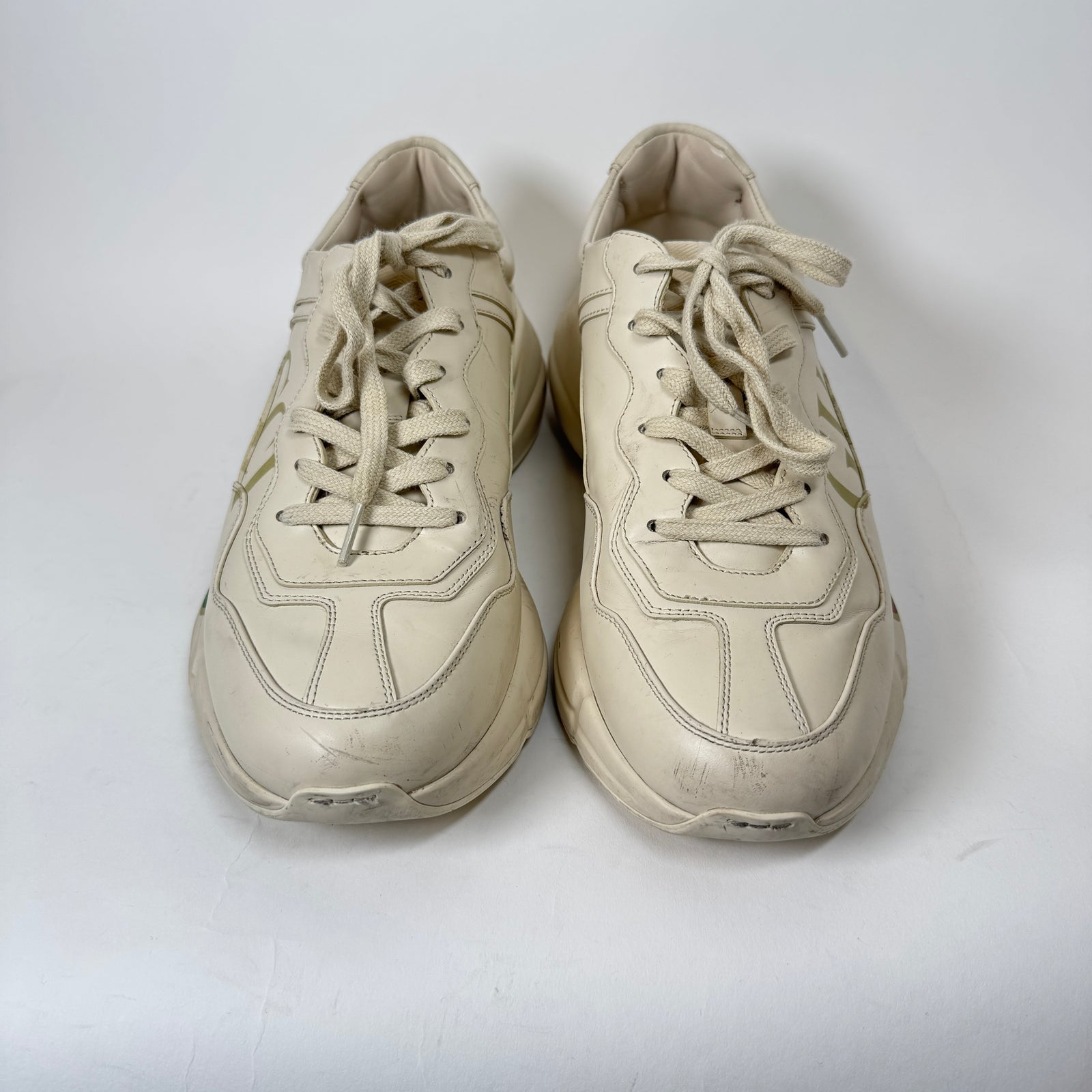 Gucci Beige Logo Rhyton Sneaker Size GG 9.5