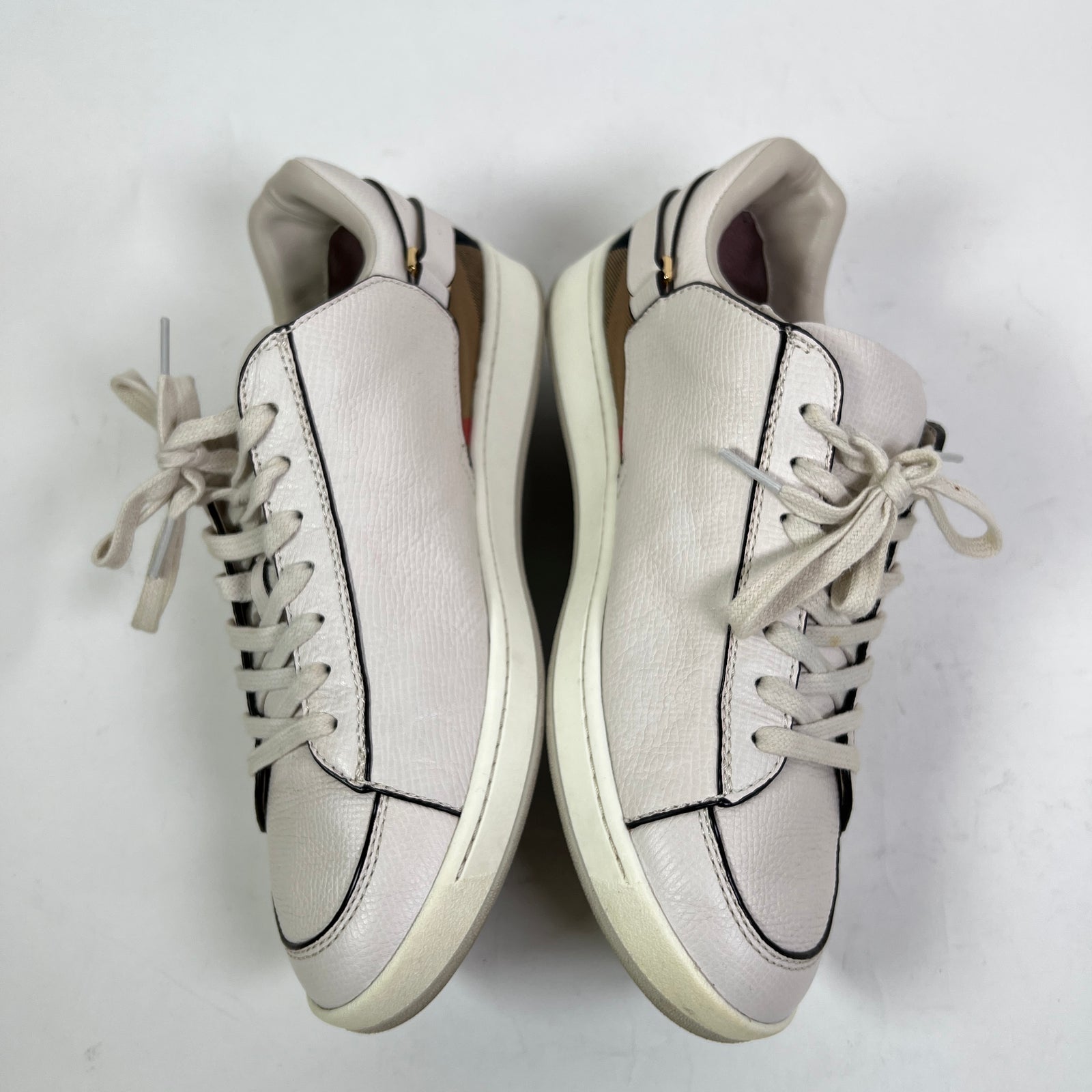 Burberry White Check Leather Low-Top Sneaker