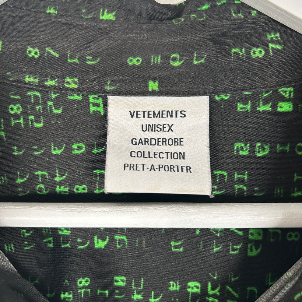 Vetements Matrix Code Viscose Button Up Oversized Shirt Size L