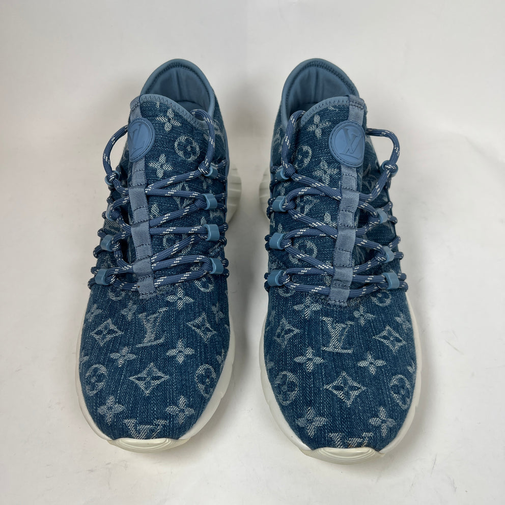 Louis Vuitton Fast Lane Line Monogram Denim Sneakers Size LV 6.5