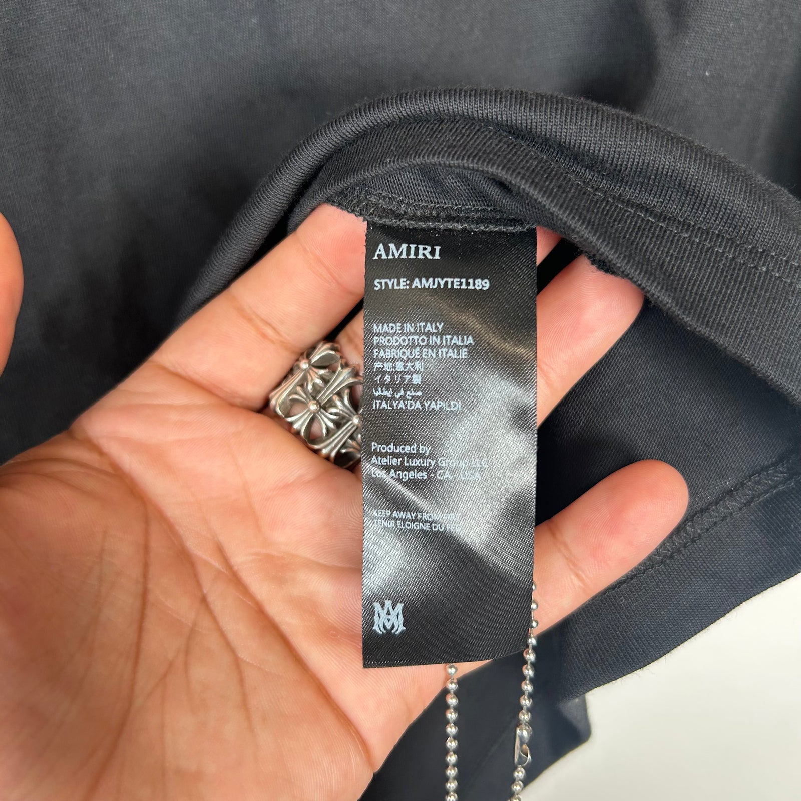 Amiri Black Dice Logo T-shirt Size S