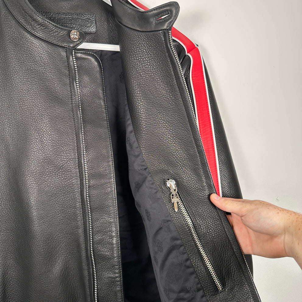 Chrome Hearts Single Riders Cemetery Leather Jacket Size M
