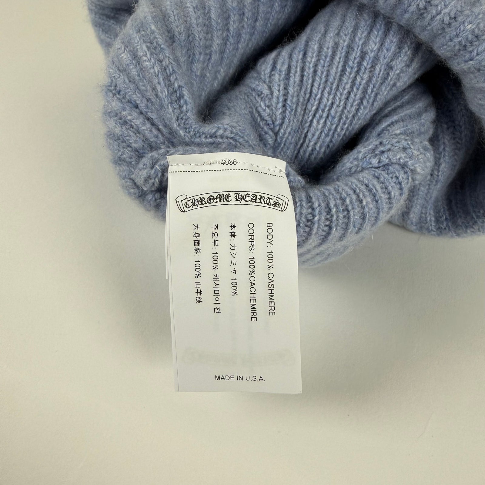 Chrome Hearts 'Big Daddy' Cashmere Aspen Baby Blue Beanie
