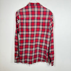 Amiri Red Raw Hem Flannel Shirt Size S