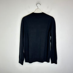 Burberry Black Intarsia Logo Wool Sweater Size M