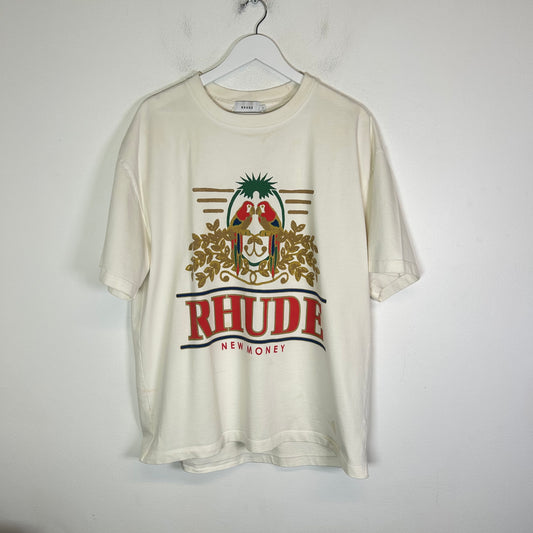 Rhude Cream New Money Logo T-Shirt Size L