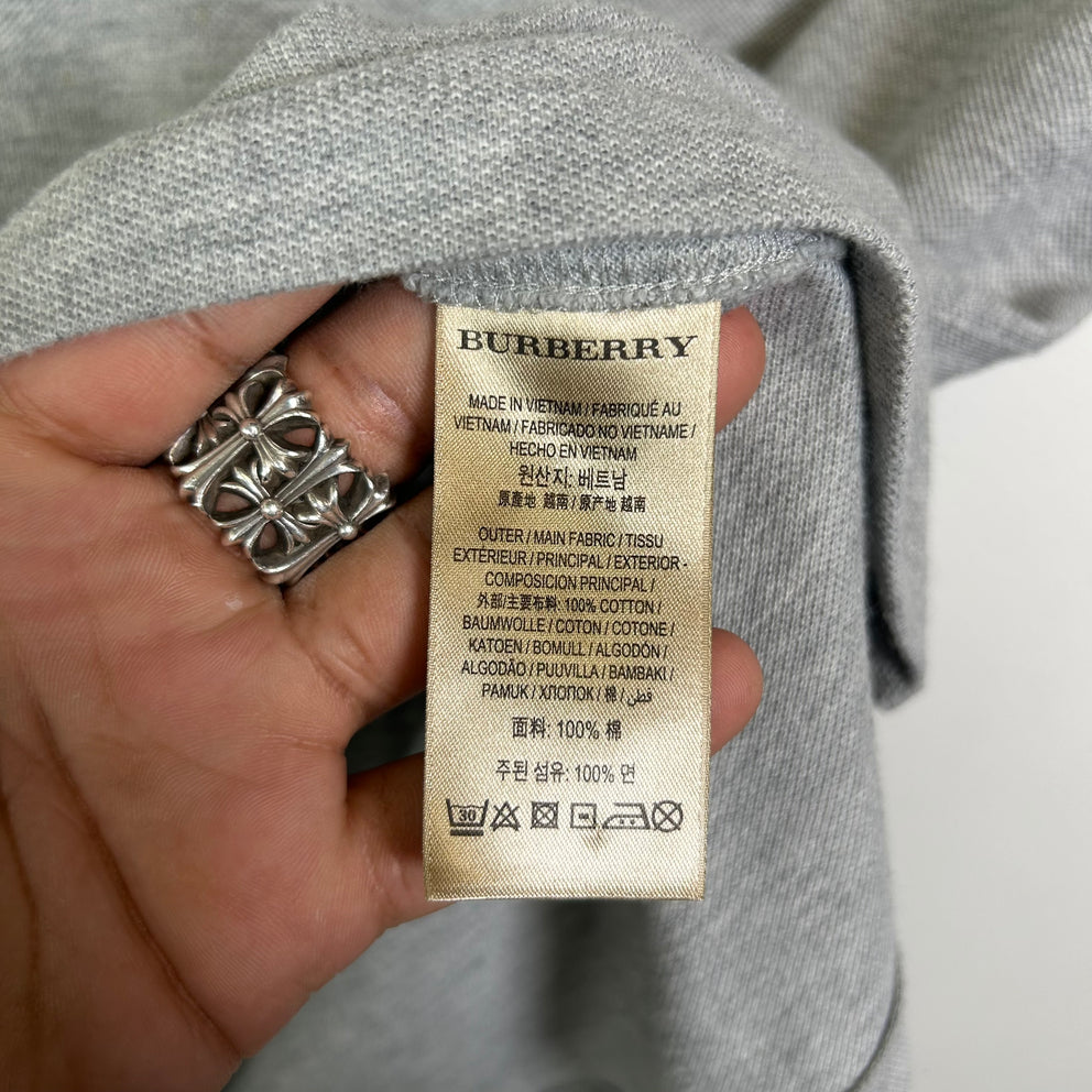 Burberry Grey Logo Polo Shirt Size M