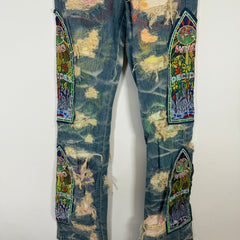 Who Decides War ROYGBIV Fusion Embroidered Denim Jeans Size 30