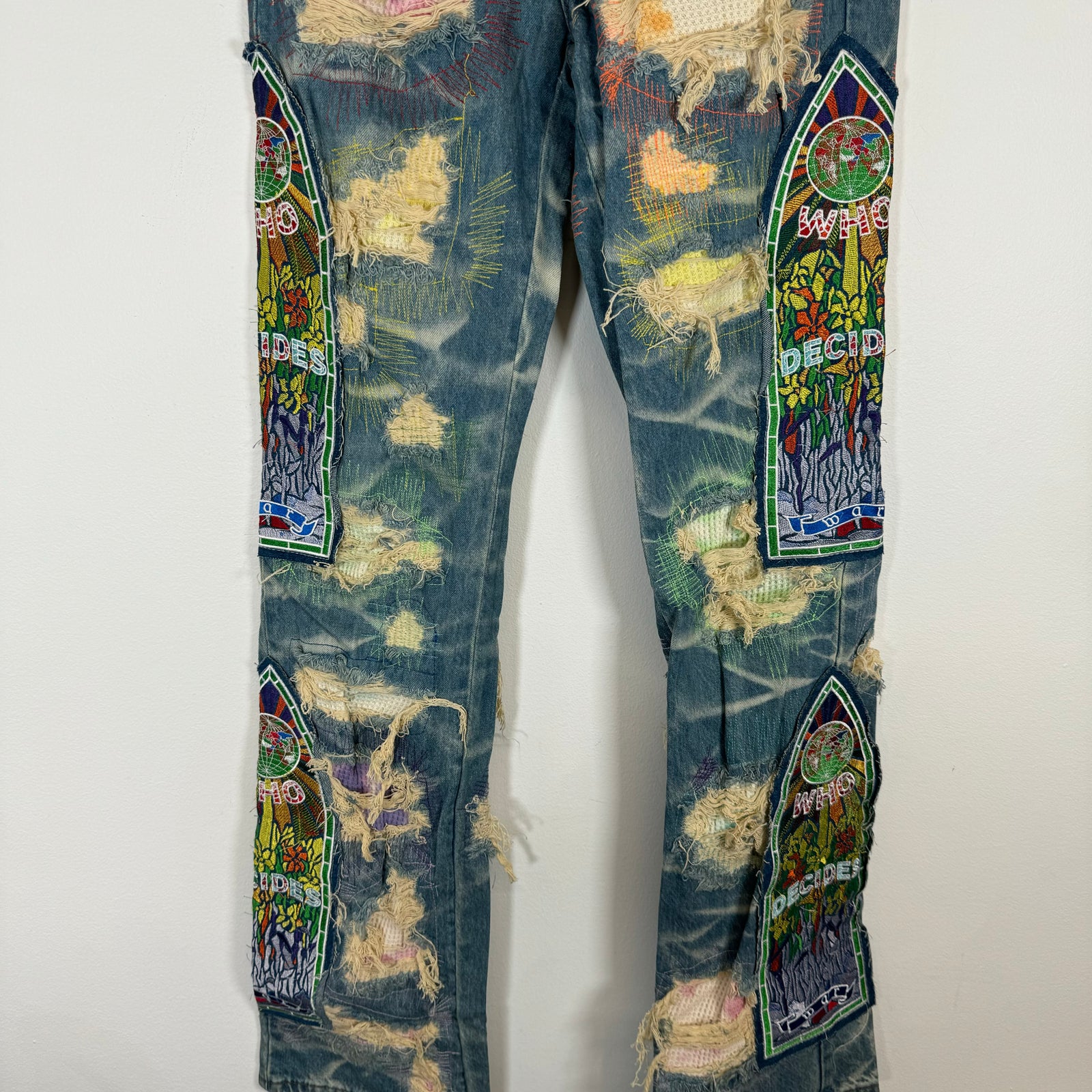 Who Decides War ROYGBIV Fusion Embroidered Denim Jeans Size 30