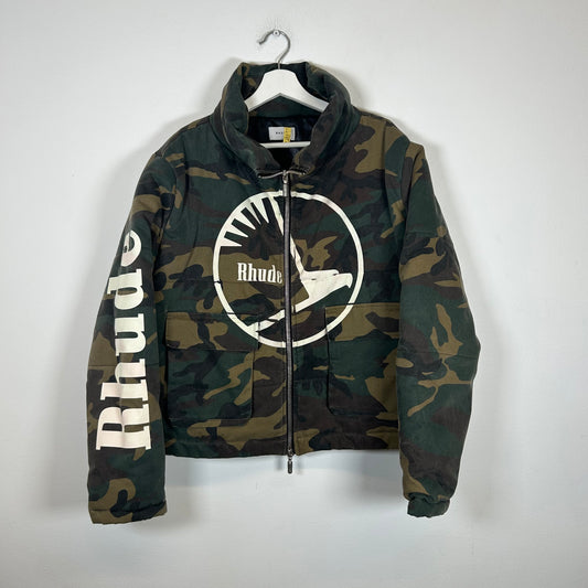 Rhude Collage Camo Puffer Jacket Size M