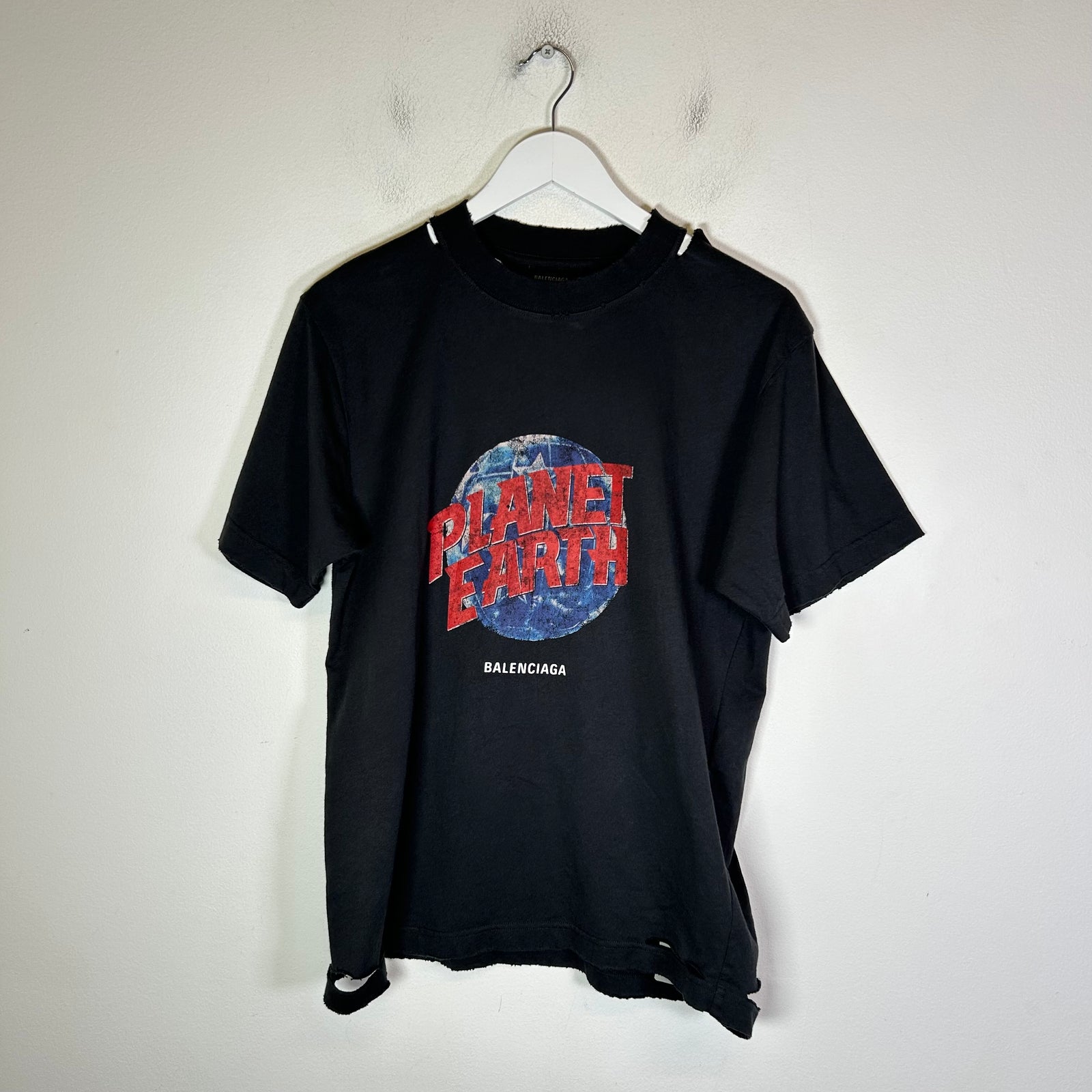 Balenciaga Planet Earth Distressed T-Shirt