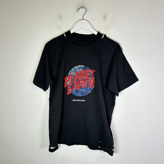 Balenciaga Planet Earth Distressed T-Shirt