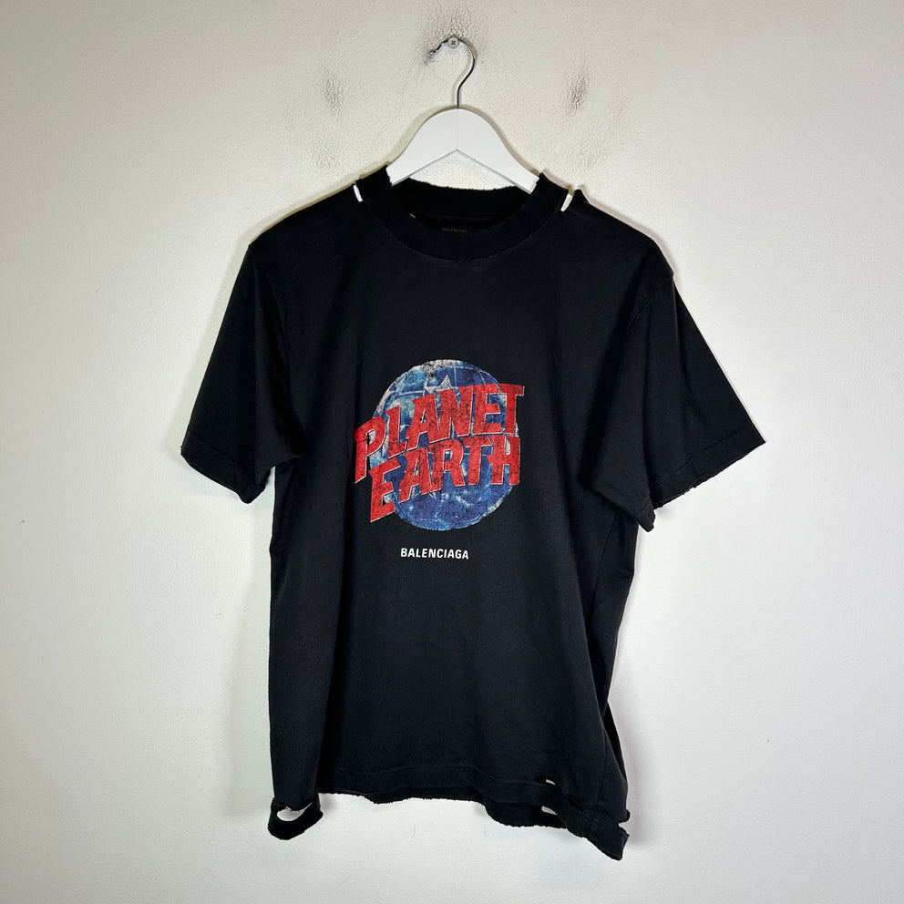 Balenciaga Planet Earth Distressed T-Shirt