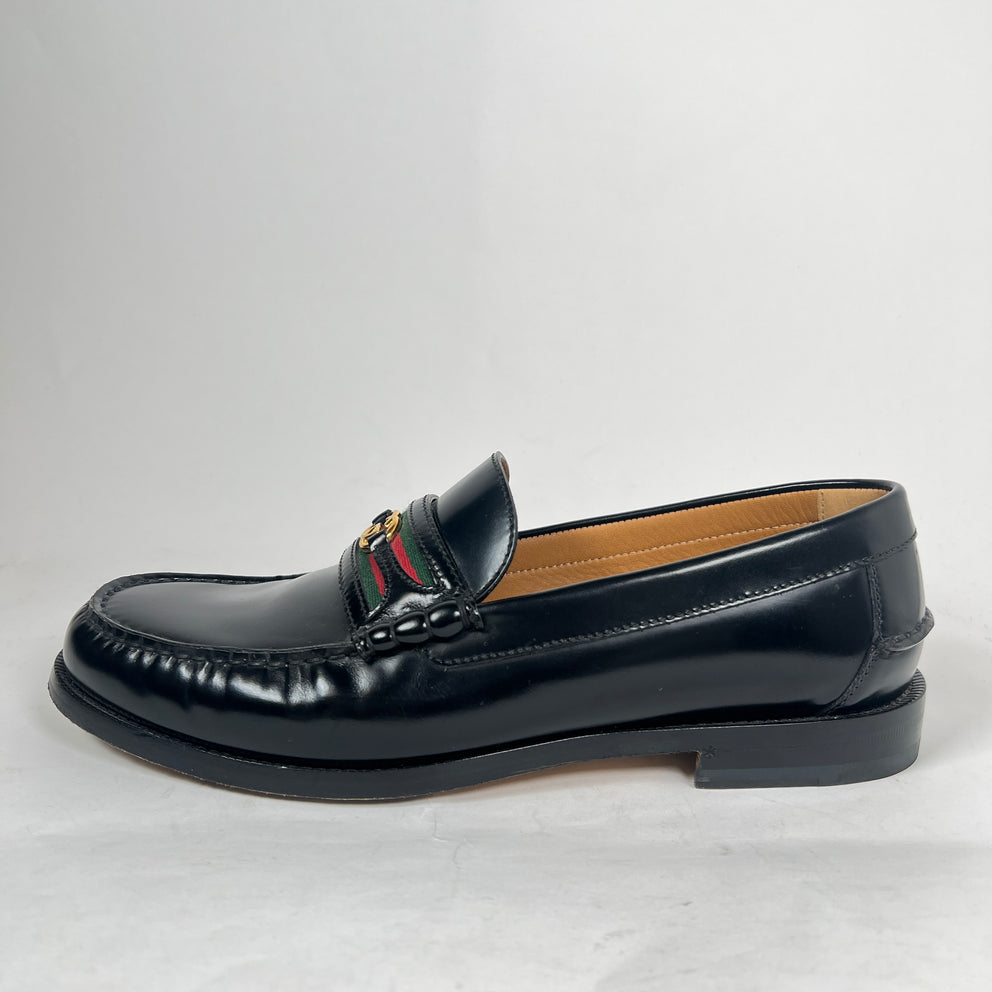 Gucci Black Interlocking G Web Kaveh Loafer Size GG 10