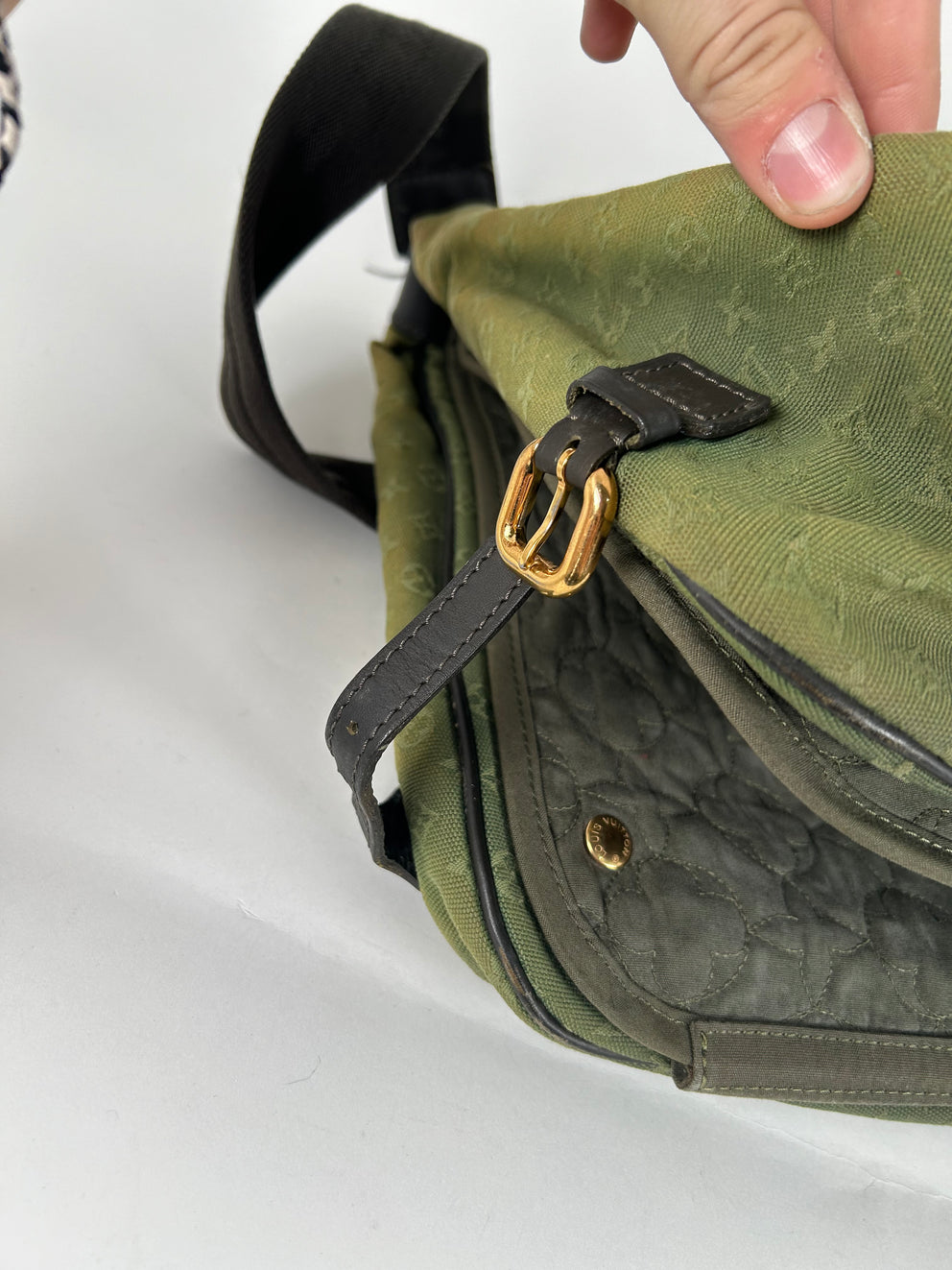 Louis Vuitton Mini Sac Maman Green Canvas Monogram Strap Bag
