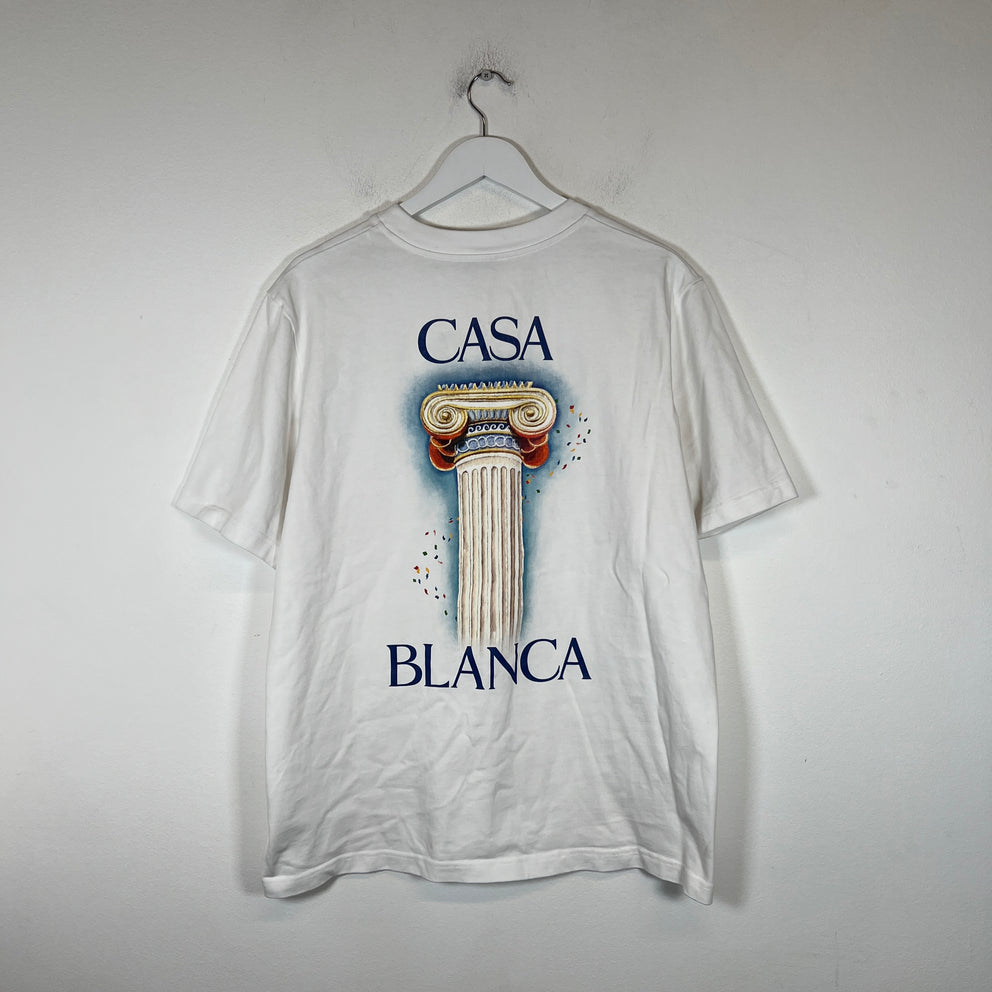 Casablanca White La Colomne T-Shirt Size XL