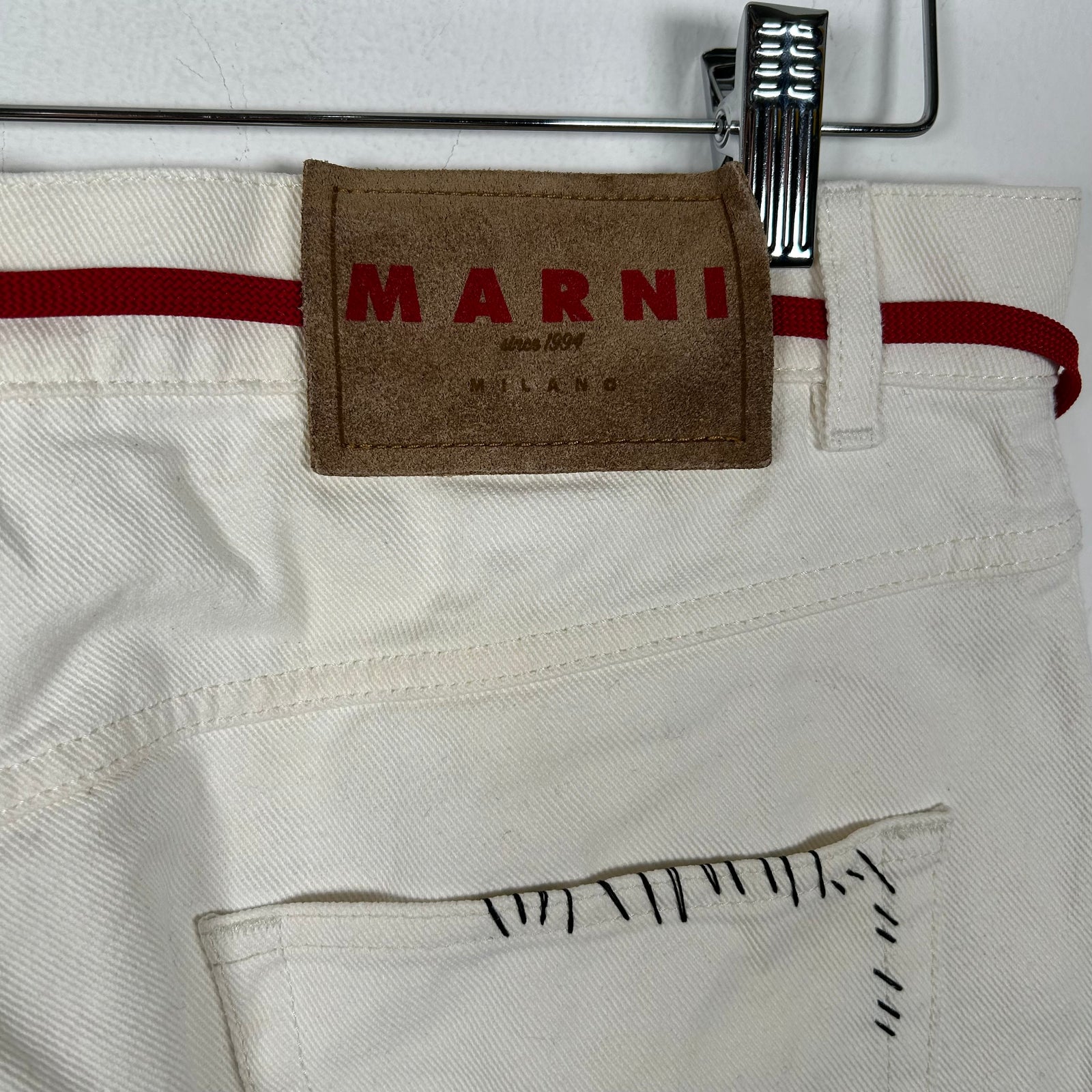 Marni White Stitch Logo Jeans Size 32
