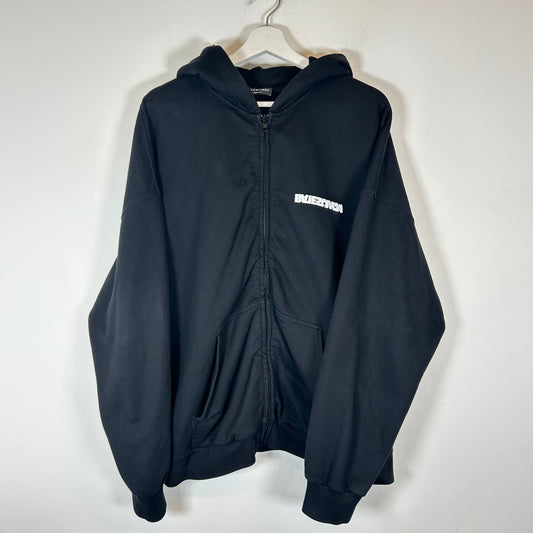 Balenciaga Black Backflip Logo Zip-Up Hoodie Size 2