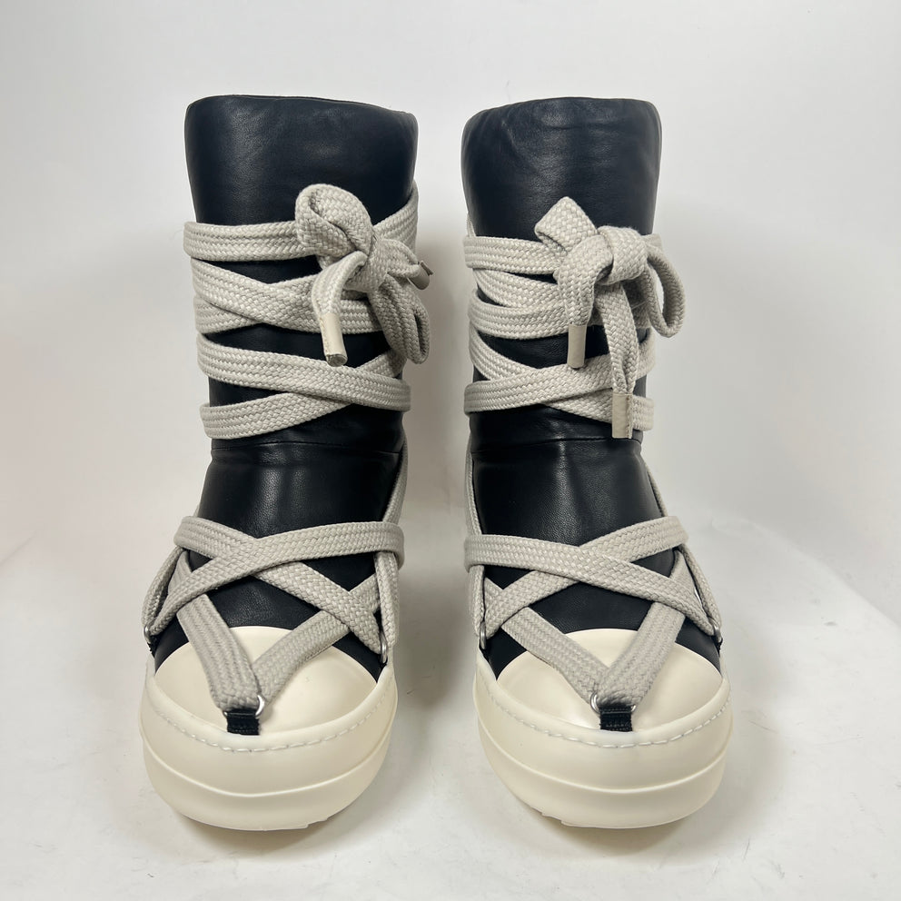 Rick Owens Black/Milk Jumbolace Megalaced Boots Size 41