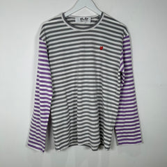 Commes Des Garcon Play Striped Logo Longsleeve Size L