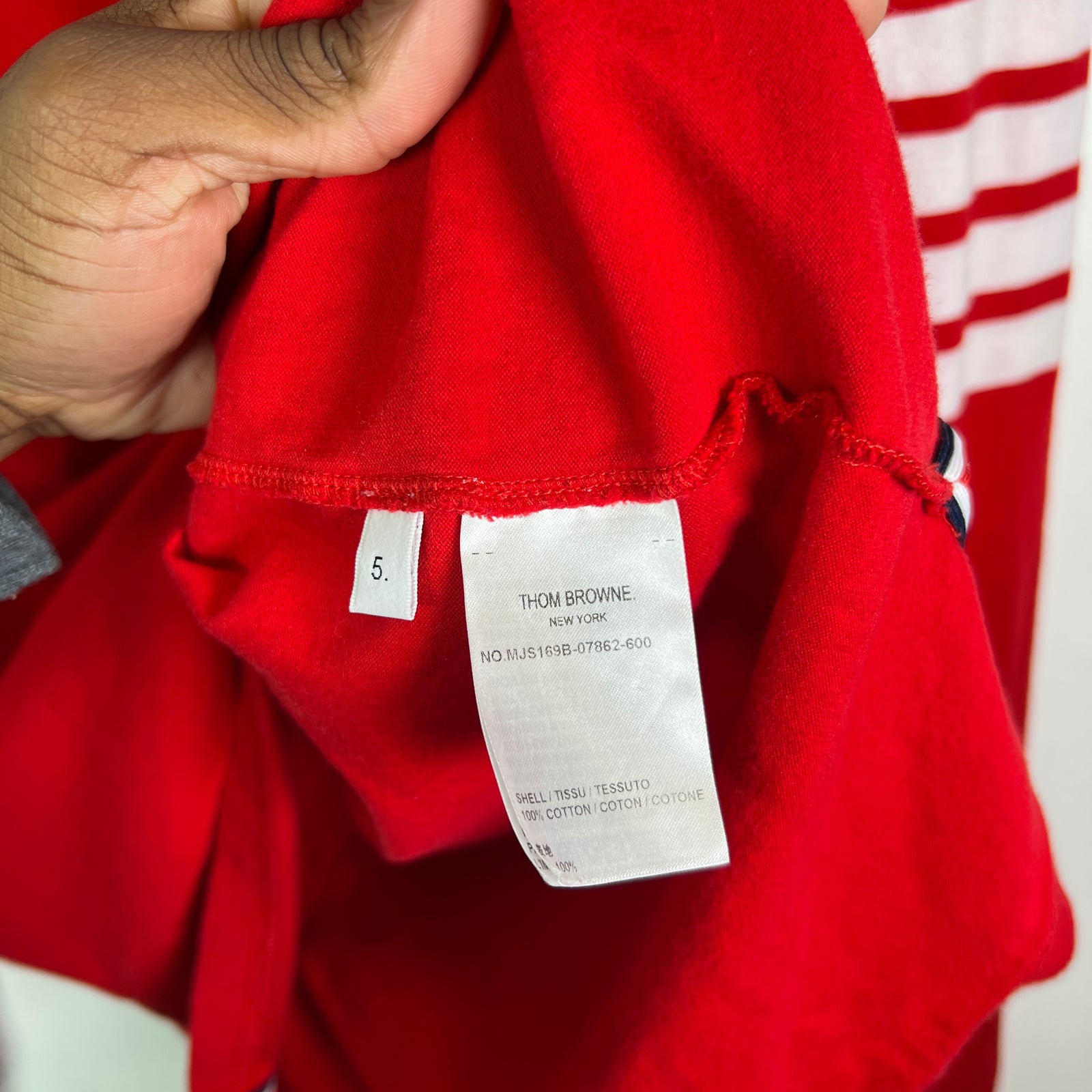 Thom Browne Red 2003 4 Bar Striped Long-Sleeve T-Shirt Size 5
