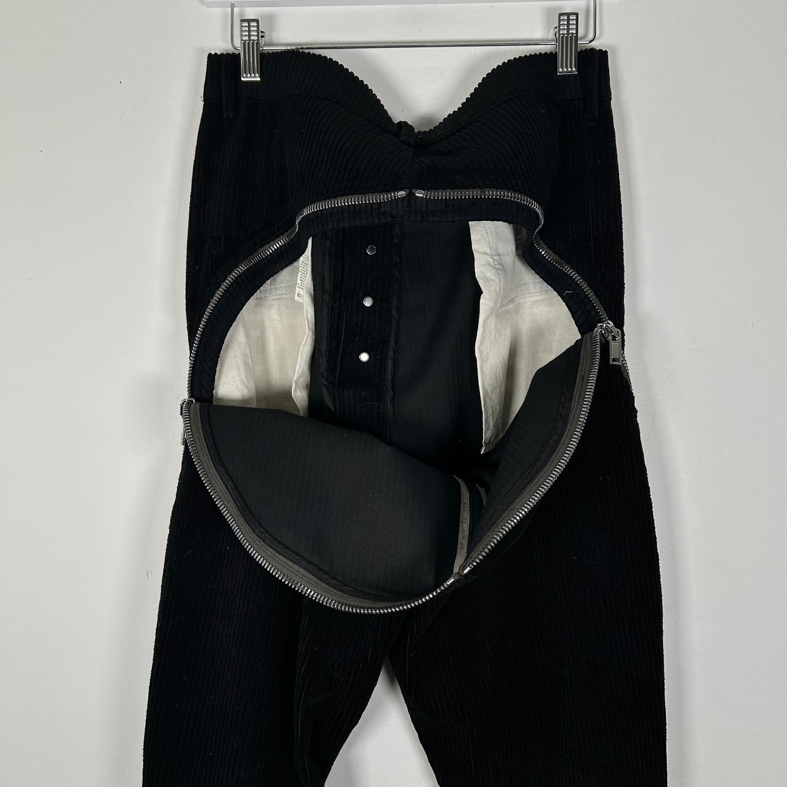 Rick Owens Bolan Banana Black Corduroy Wide-Leg Pants Size 30