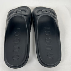 Gucci Black Interlocking G Platform Sandals Size GG 12