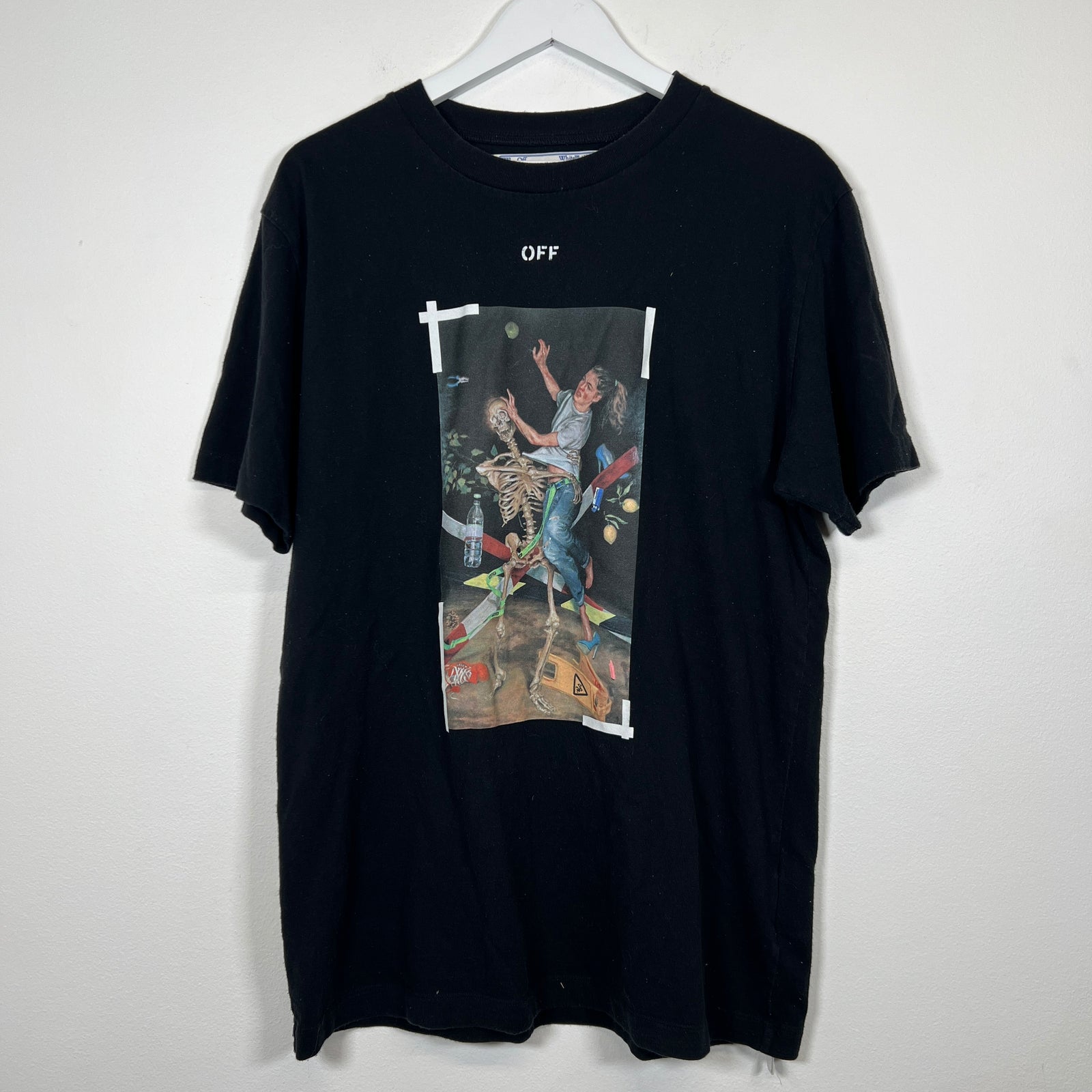 Off White Black Skeleton Tee Size L