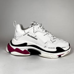 Balenciaga White/Pink Triple S Sneakers Size 44