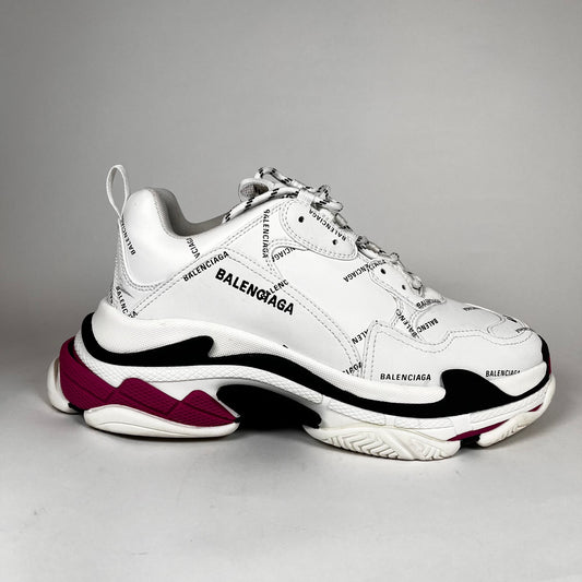 Balenciaga White/Pink Triple S Sneakers Size 44